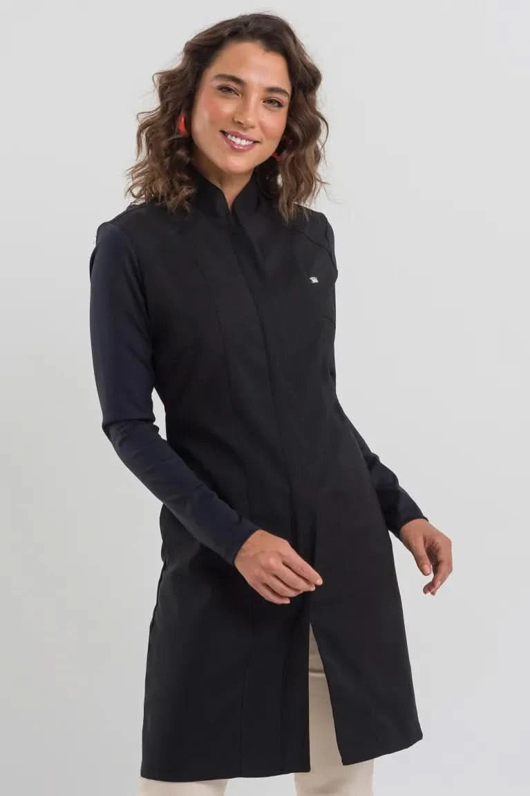 Long black lab coat deals